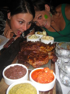 The steak is as big as their heads!
