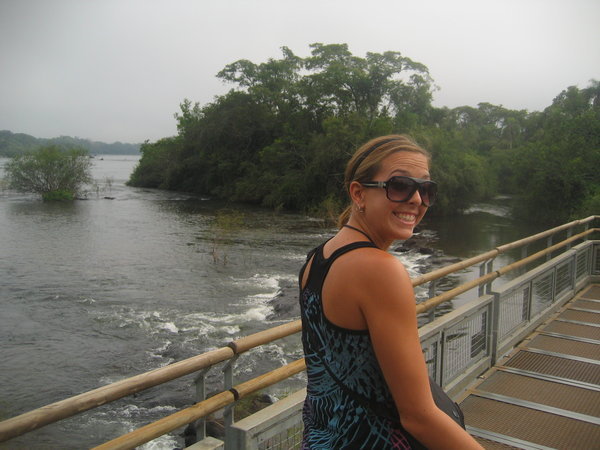 Walking across the Iguazu River