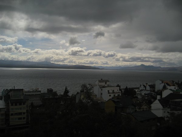 View of rainy Bariloche from our hostel 