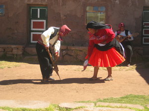 Locals dancing for us on Taquile Island