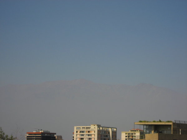 the mountains through the smog in Santiago