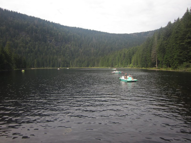 The mountain lake on the way to the peak