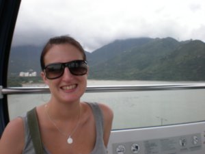 Jen on the ngong ping cable car 