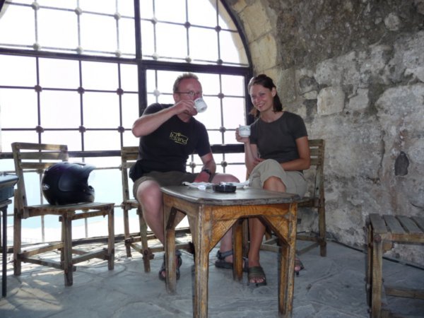 Having tea inside the city walls of Sinop