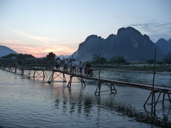 Beautiful Laos - Bamboo bridge in Vang Vieng