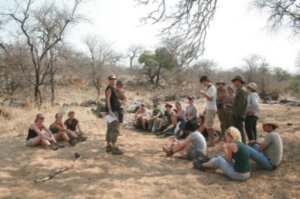 Group talk about 70 metres from the Lion Kill