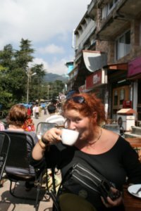 Suzannah with a real Cup of coffee
