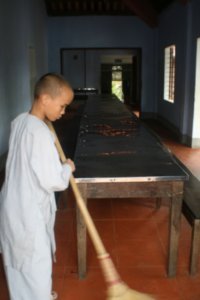 Young Monk doing daily chores