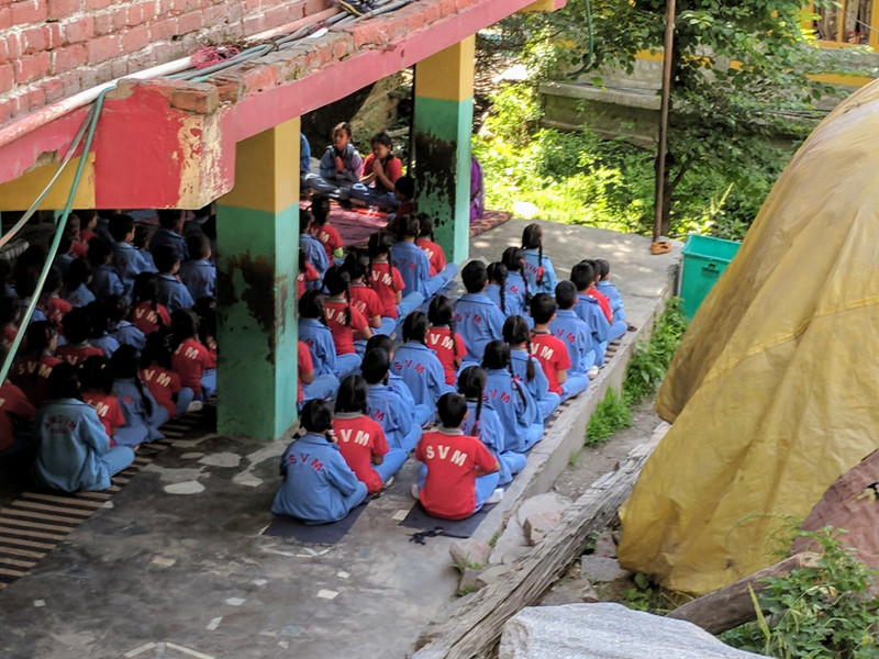 Schoolchildren singing / chanting