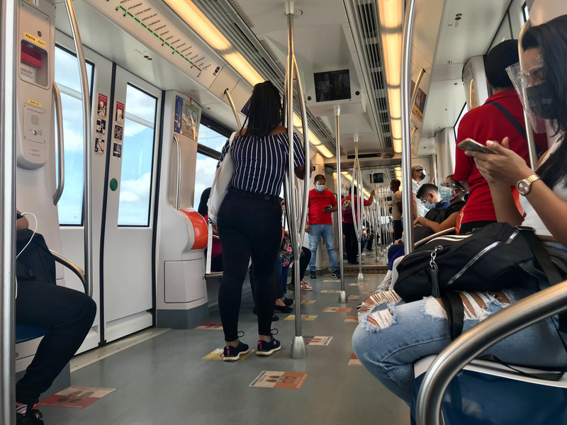 Masks and Face Shields on Metro