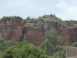 cliffs above town