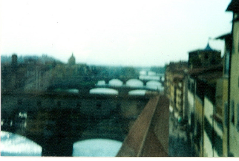 Florence - The Arno through the blurry glass windows of the Uffuzi Museum 2000