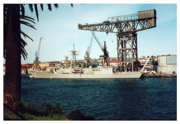 One of the many naval warships docked in Wooloomooloo Bay