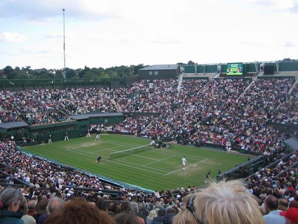 The line up and camp out for the next day at Wimbledon