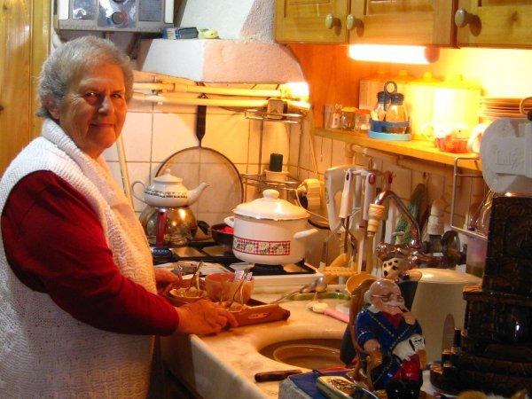 Chigdam in her kitchen