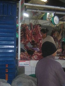 Meat stalls in the smelly market