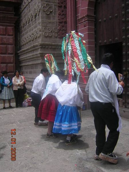 Dancers outside the Church