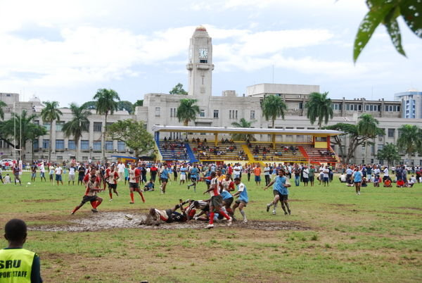 Muddy rugby match