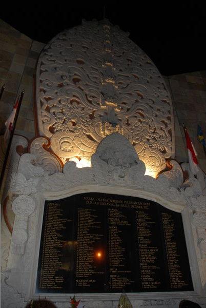 Memorail to victims of Bali bombings