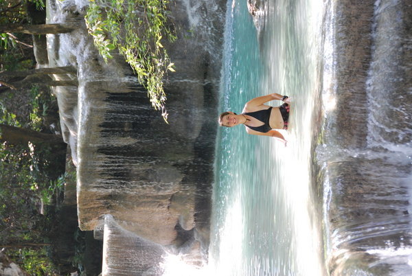 A dip in the falls