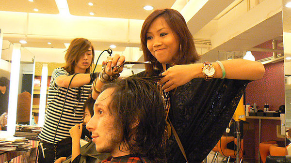 Chris and his Hong Kong stylist