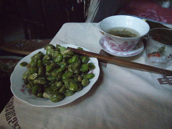 green beans and tea