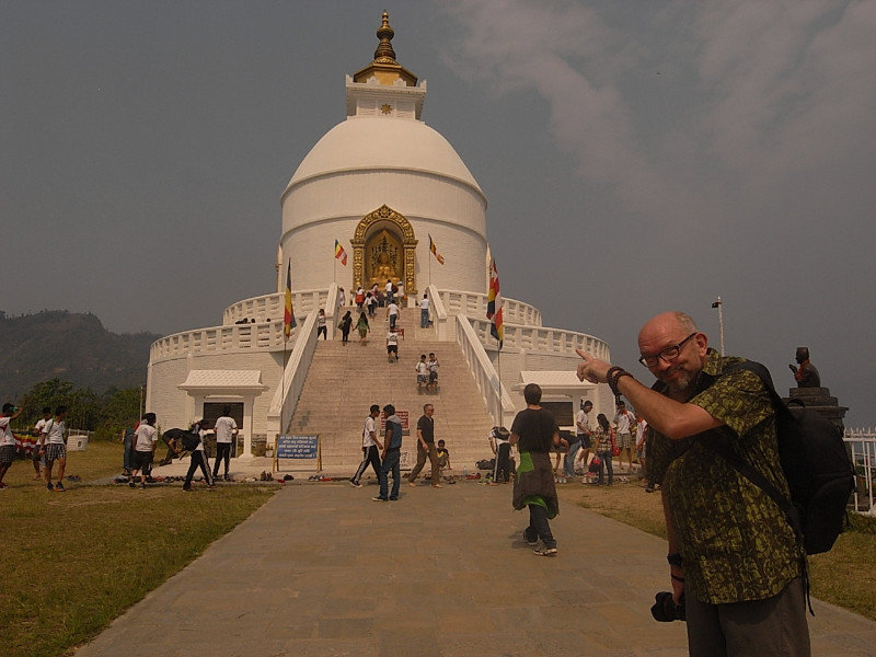 Murray poking the tourist stupa. 
