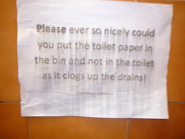 Notice in toilet