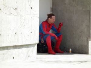 Spiderman neemt een pauze van de Hollywood boulevard