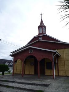 Kerk gemaakt van hout in Ancud, Chiloe eiland
