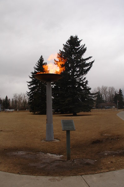 On my way back I noticed that they had lit the Olymic torch next to the Olympic Oval.