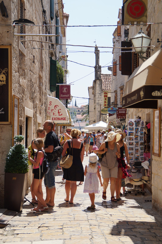 Crowded street in Trogir's old town