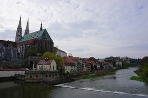 Old town of Görlitz with Neiße river