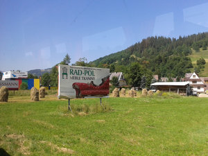 Advertising signs everywhere close to the road to Zakopane