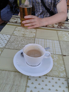Cappucino and Radler (Beer and 7up)