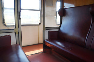 The train from the inside: several seperate cabins.