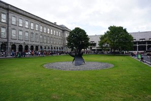 People waiting in line to see the library of the Trinity College and the Book of Kells