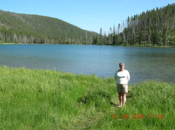 Donna at Yellowstone Lake