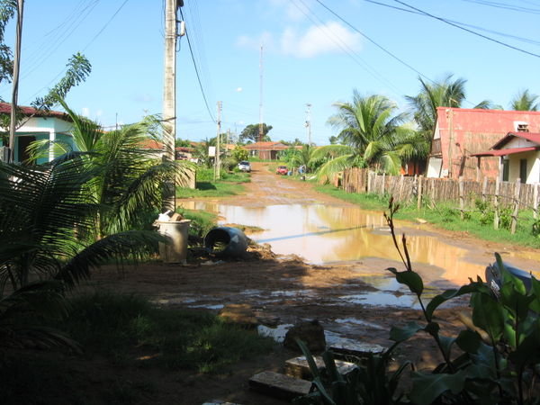 Muddy road outside the Pousada