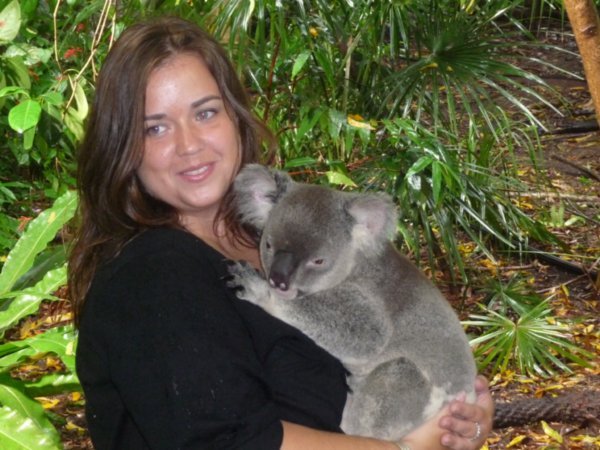 Having a cuddle with Dudley the Koala