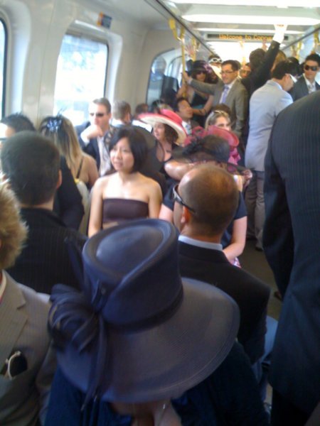 Crowd on the way to Melbourne Cup