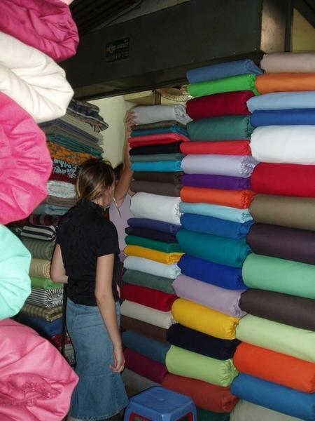Buying fabric at 'the Russian Market'