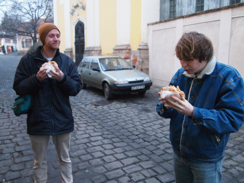 Eating amazing gyros in Szentendre