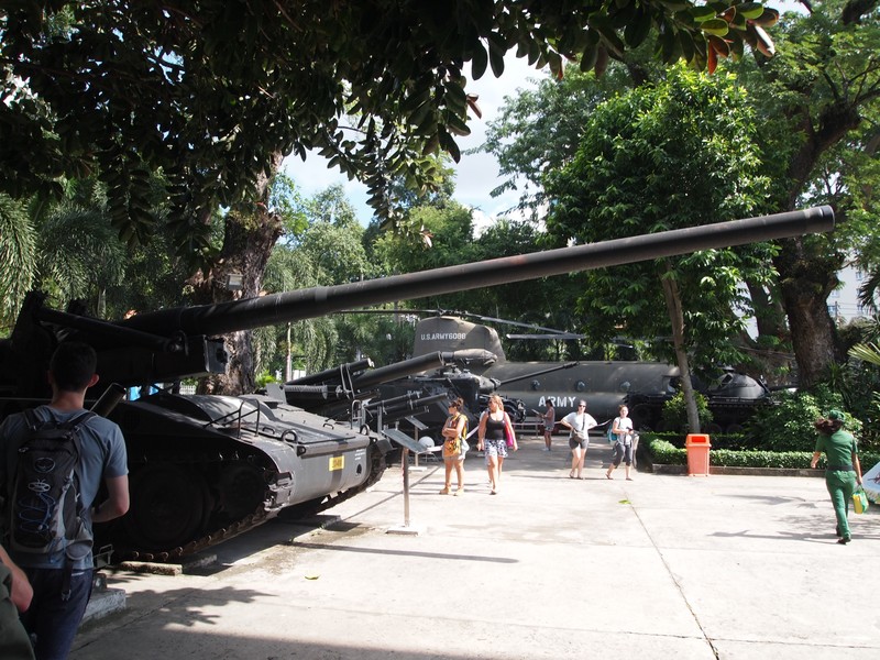 American helicopters and weapons at the War Relics museum