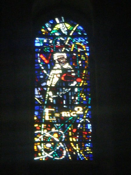 Einstein's stained glass window in Grace Church