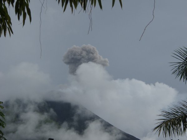 The volcano was belching smoke and spitting out hot rocks!  It was amazing to hear from the earth itself!