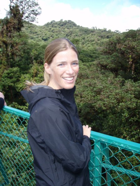 Contemplating the cloud forest from a bridge, before the canopy tour!