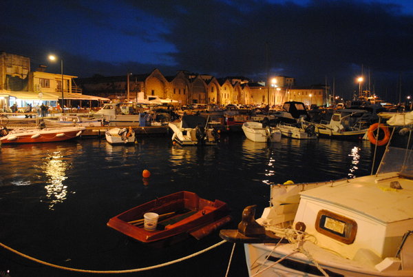 Hania Harbour at night