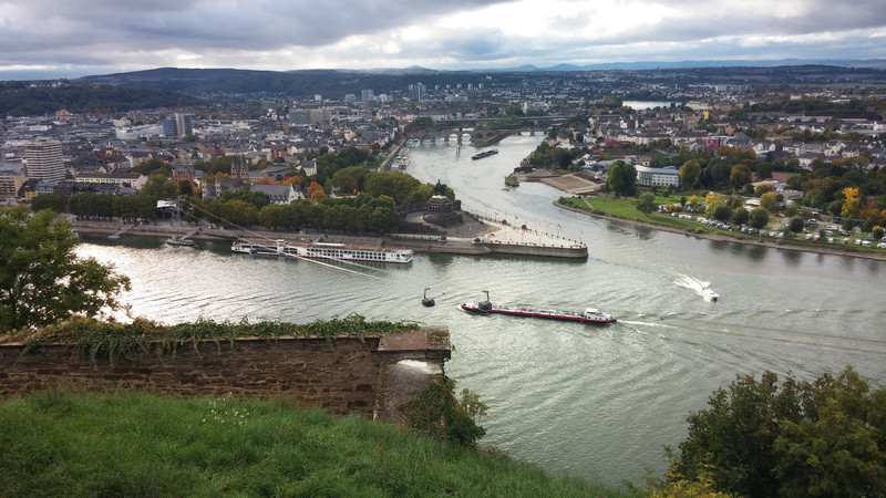 A view of the Rhine from the hilltop fortress in Koblenz.