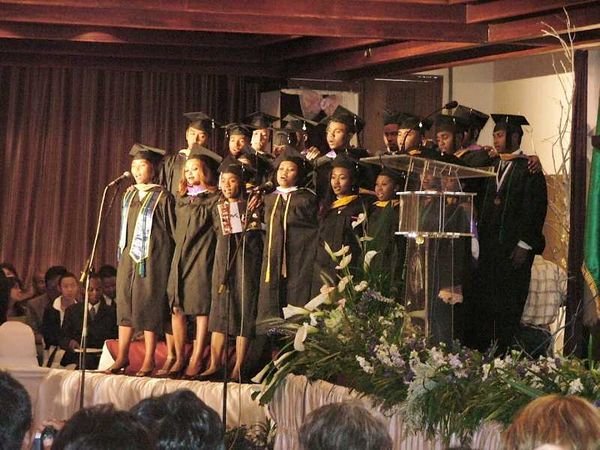 Graduates singing
